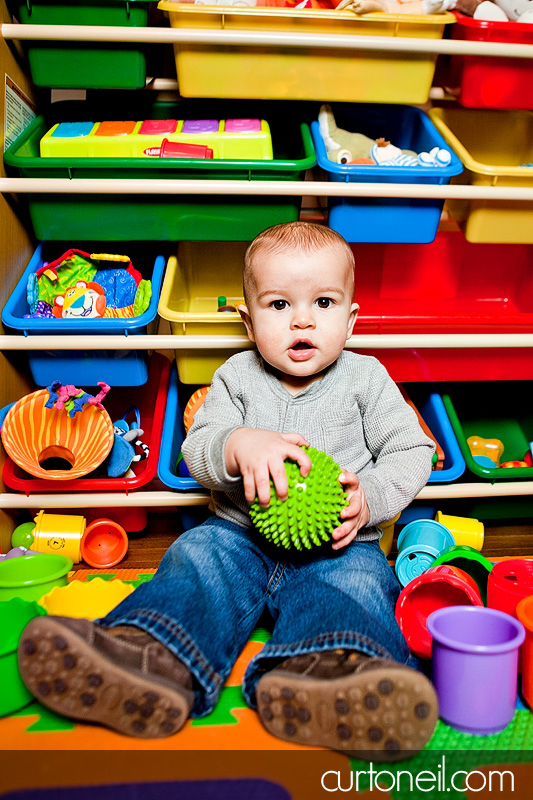 Sault Ste Marie Baby Photography - Connor at 10 months - colours, toys