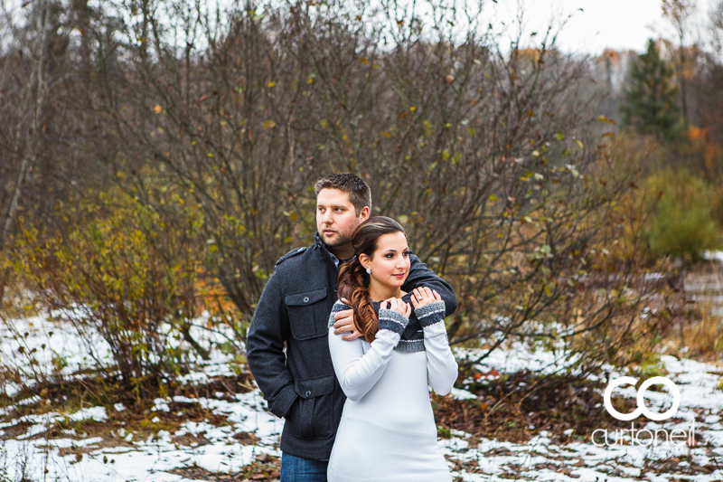 Sault Ste Marie Engagement Photography - Amanda and Allan - Wishart Park, snow, fall, balloon