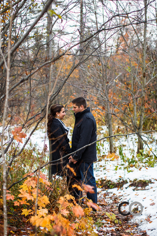 Sault Ste Marie Engagement Photography - Amanda and Allan - Wishart Park, snow, fall, balloon