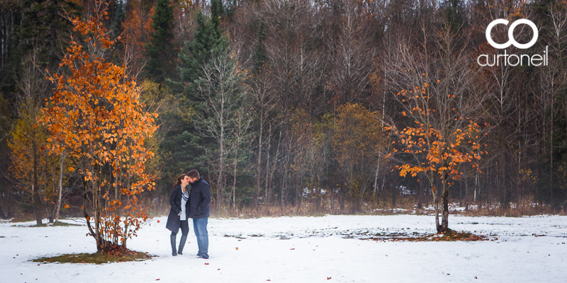 Sault Ste Marie Engagement Photography - Amanda and Allan - Wishart Park, snow, fall, balloon