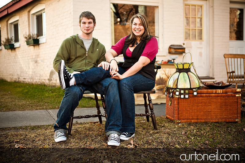 Engagement Shoot - at the antique store getting hit by cars