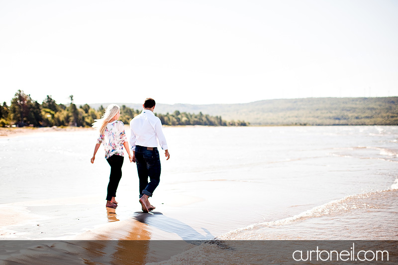 Sault Ste Marie Engagement Photography - Alyssa and Peter - beach, row boat, sand and sun