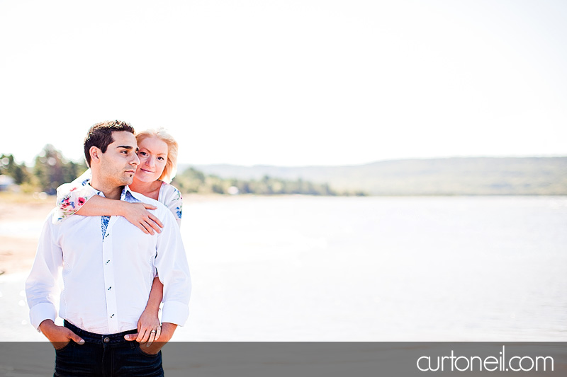 Sault Ste Marie Engagement Photography - Alyssa and Peter - beach, row boat, sand and sun