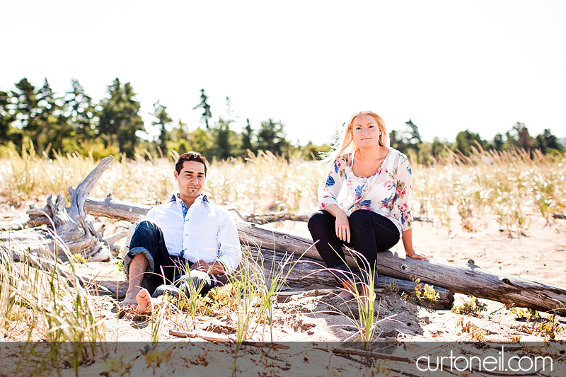 Sault Ste Marie Engagement Photography - Alyssa and Peter - beach, row boat, sand and sun