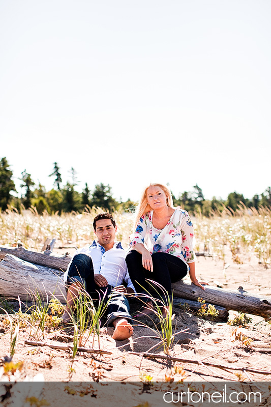 Sault Ste Marie Engagement Photography - Alyssa and Peter - beach, row boat, sand and sun