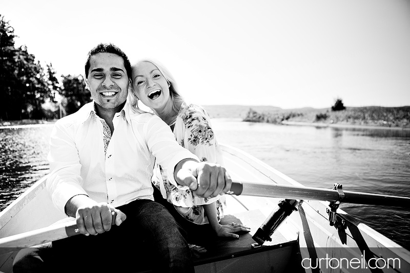 Sault Ste Marie Engagement Photography - Alyssa and Peter - beach, row boat, sand and sun