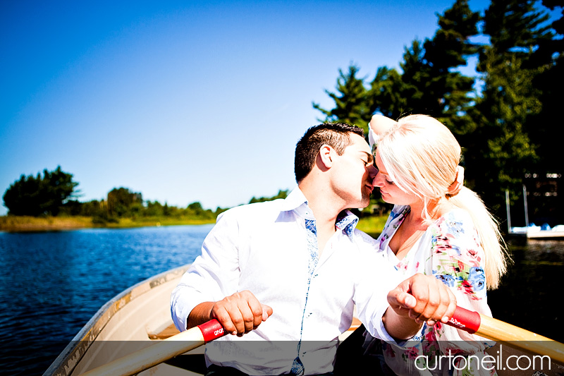 Sault Ste Marie Engagement Photography - Alyssa and Peter - beach, row boat, sand and sun