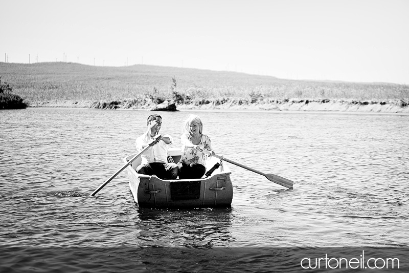 Sault Ste Marie Engagement Photography - Alyssa and Peter - beach, row boat, sand and sun