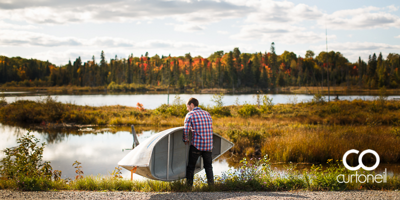 Sault Ste Marie Engagement Photography - Candace and Ryan - fall engagement session, canoe, Thessalon