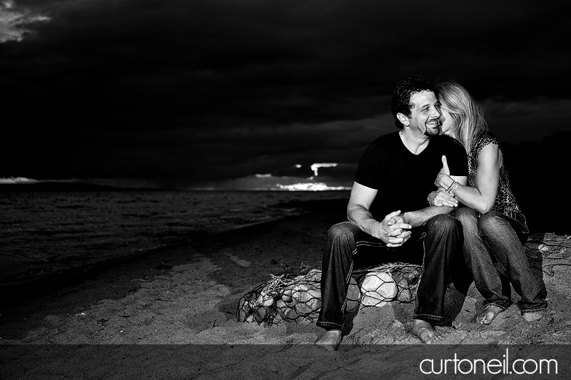 Sault Ste Marie Engagement Photography - Carol and Rob - Field with old Chevy truck, Pointe Des Chenes beach