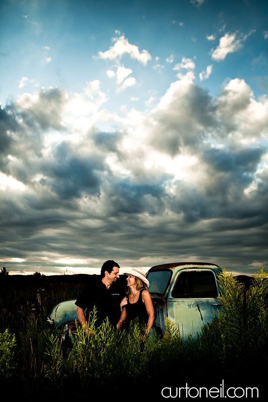 Sault Ste Marie Engagement Photography - Carol and Rob - Sneak peek, field with old Chevy truck