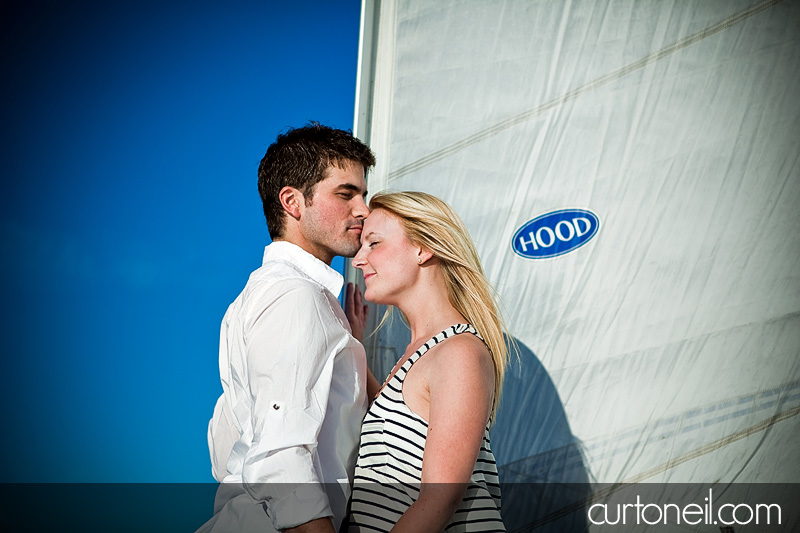 Sault Ste Marie Engagement Photography - Chelsea and Trevor - On a sailboat