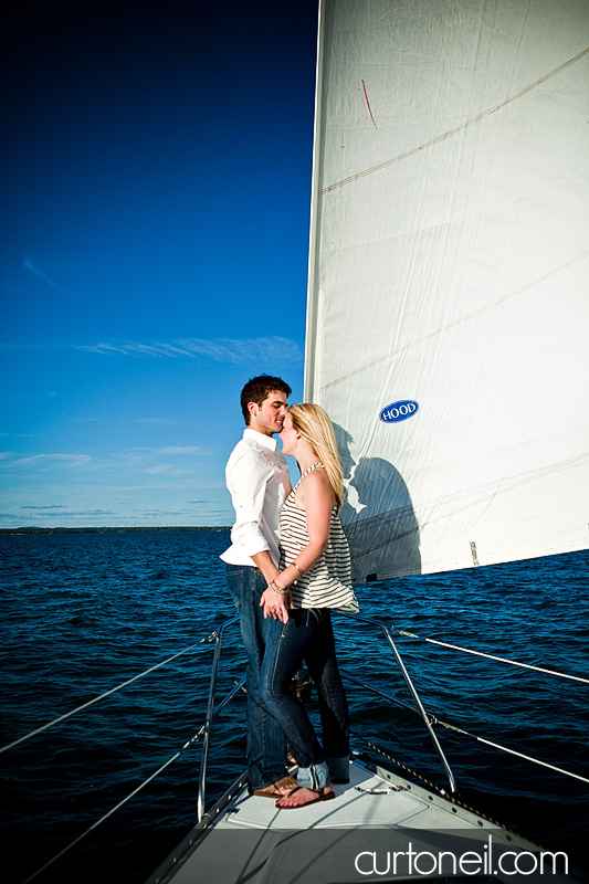 Sault Ste Marie Engagement Photography - Chelsea and Trevor - On a sailboat