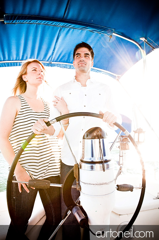 Sault Ste Marie Engagement Photography - Chelsea and Trevor - On a sailboat