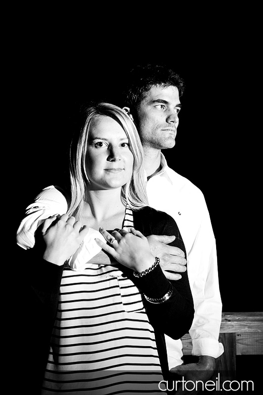 Sault Ste Marie Engagement Photography - Chelsea and Trevor - dark black and white
