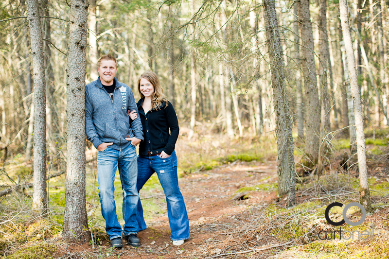 Sault Ste Marie Engagement Photography - Dawn and Dan - Sunnyside Beach, bush area, trees