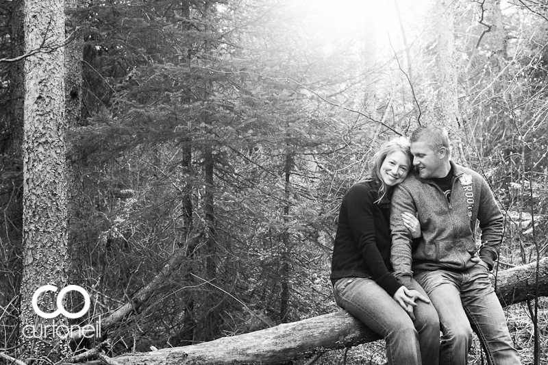 Sault Ste Marie Engagement Photography - Dawn and Dan - Sunnyside Beach, bush area, trees