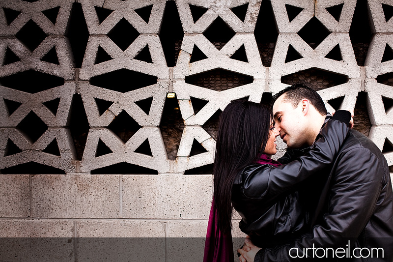 Sault Ste Marie Engagement Photography - Franca and Frank - leather coats, downtown, funk