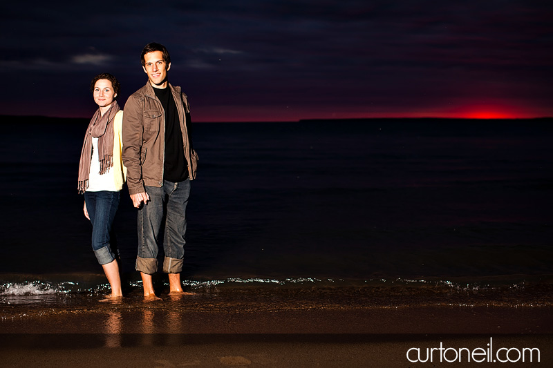 Sault Ste Marie Engagement Photography - Jess and Jeff - Sneak peek at the beach at sunset