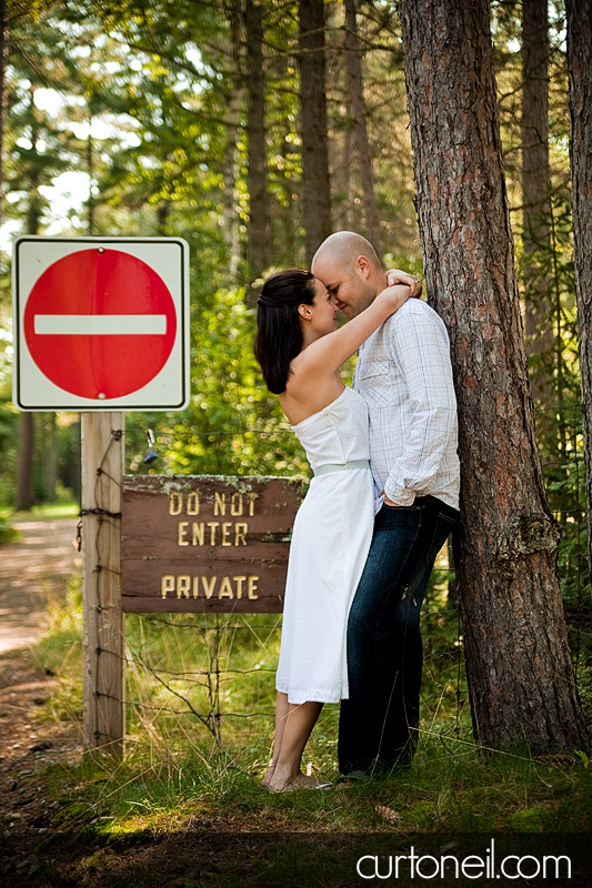 Engagement Shoot - Pancake Bay, road sign, do not enter