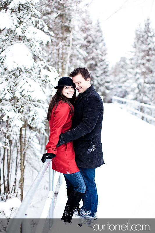 Sault Ste Marie Engagement Shoot - Krista and Brian - Fort Creek, winter, snow storm, dog