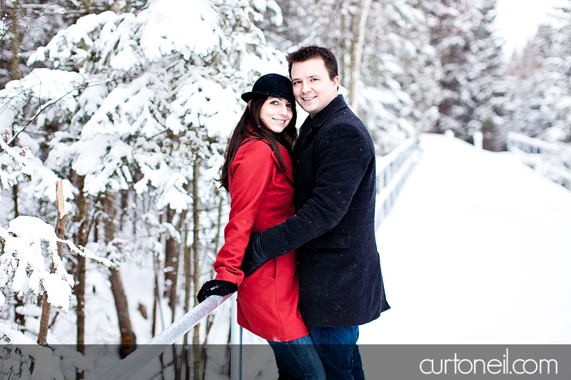 Sault Ste Marie Engagement Shoot - Krista and Brian - Fort Creek, winter, snow storm, dog