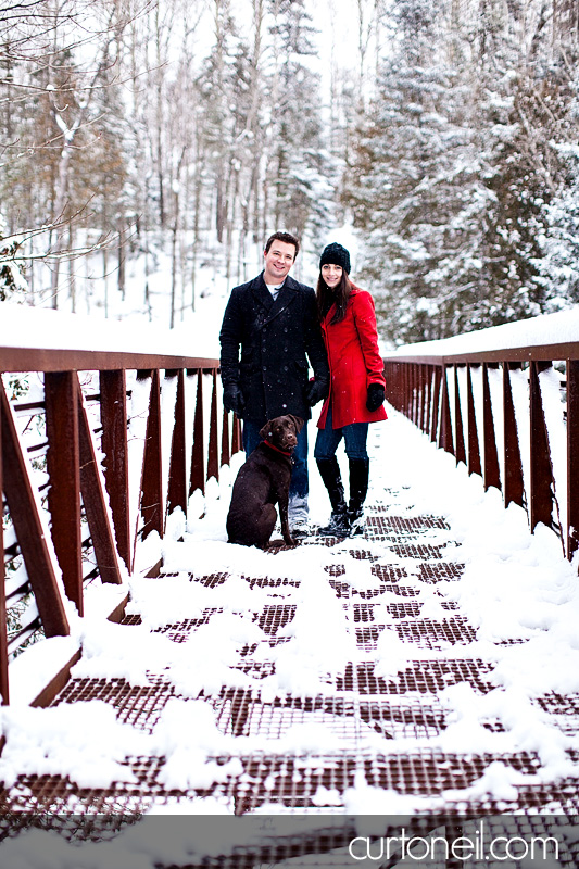 Sault Ste Marie Engagement Shoot - Krista and Brian - Fort Creek, winter, snow storm, dog