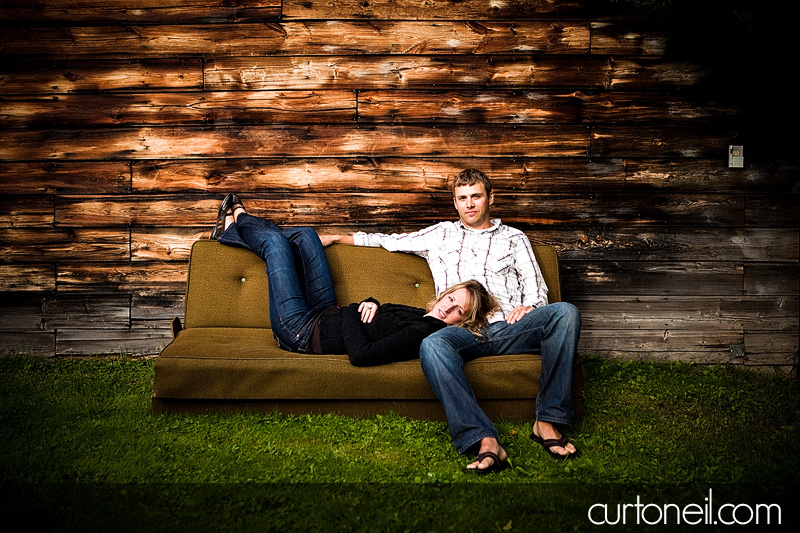 Sault Ste Marie Engagement Photography - Kristy and Graham - on the couch