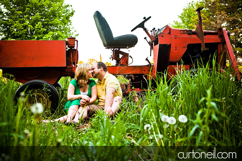 Engagement Shoot - Katie and Paul - old tractor lawn mower