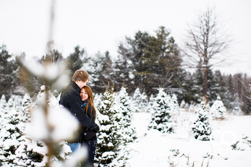 Sault Ste Marie Engagement Photography - Lindsey and John - Mockingbird Hill Farm, snow storm, winter