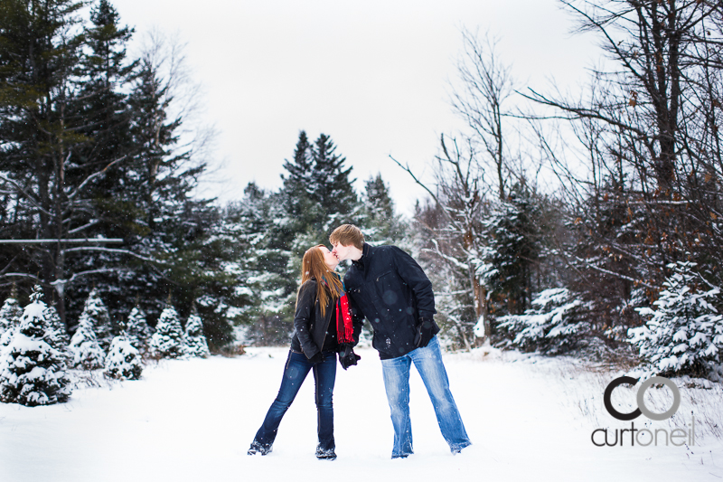 Sault Ste Marie Engagement Photography - Lindsey and John - Mockingbird Hill Farm, snow storm, winter