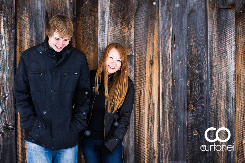 Sault Ste Marie Engagement Photography - Lindsey and John - Mockingbird Hill Farm, snow storm, winter