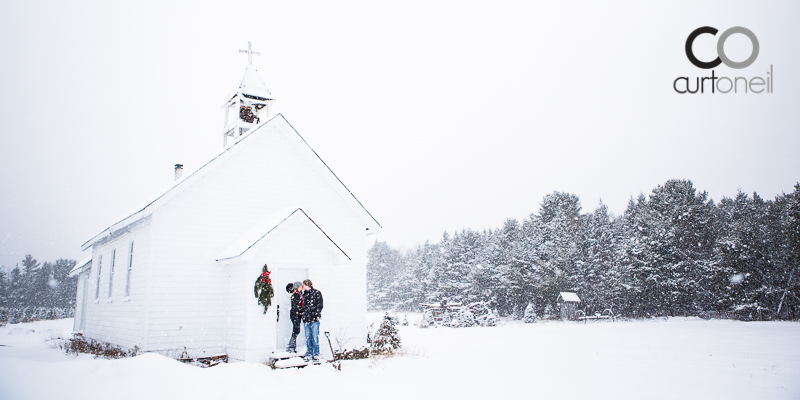 Sault Ste Marie Engagement Photography - Lindsey and John - Mockingbird Hill Farm, snow storm, winter
