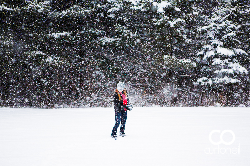 Sault Ste Marie Engagement Photography - Lindsey and John - Mockingbird Hill Farm, snow storm, winter