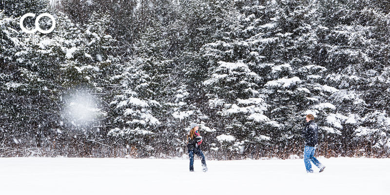 Sault Ste Marie Engagement Photography - Lindsey and John - Mockingbird Hill Farm, snow storm, winter