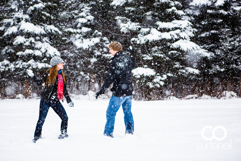 Sault Ste Marie Engagement Photography - Lindsey and John - Mockingbird Hill Farm, snow storm, winter