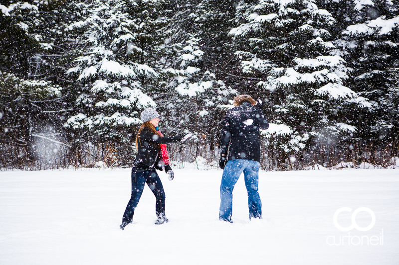 Sault Ste Marie Engagement Photography - Lindsey and John - Mockingbird Hill Farm, snow storm, winter