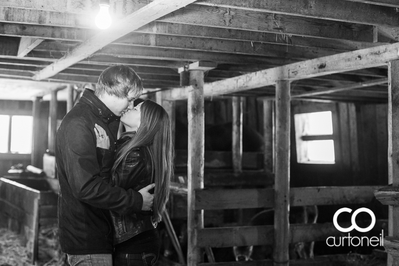 Sault Ste Marie Engagement Photography - Lindsey and John - Mockingbird Hill Farm, snow storm, winter