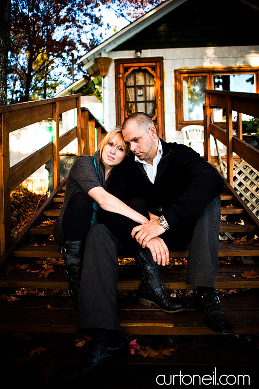 Sault Ste Marie Engagement Photography - Lisa and Scott - on the stairs