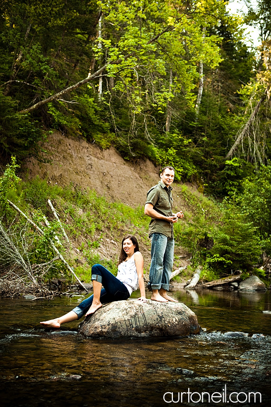 Sault Engagement Photography - Mel and Jim - out on the rock