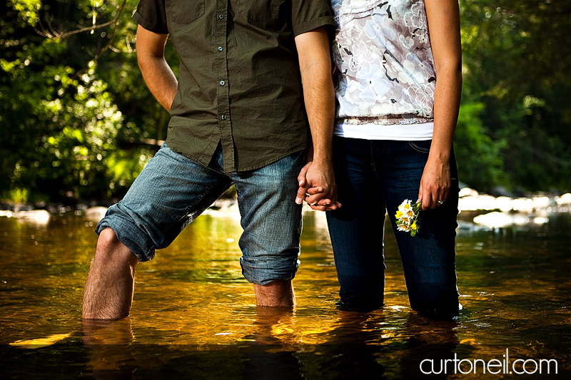 Sault Engagement Photography - Mel and Jim - hands in the water