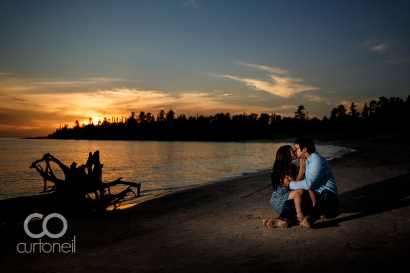 Sault Ste Marie Engagement Photography - Nicole and Johnny - Bathtub Island, Katherine Cove, Lake Superior Provincial Park, summer, beach, Northern Ontario, sunset