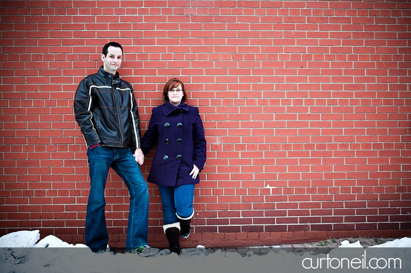 Engagement Shoot - Nikki and Jason brick wall