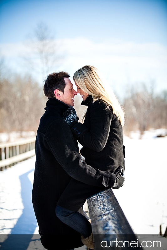 Engagement Shoot - Soo Locks - bridge closeness