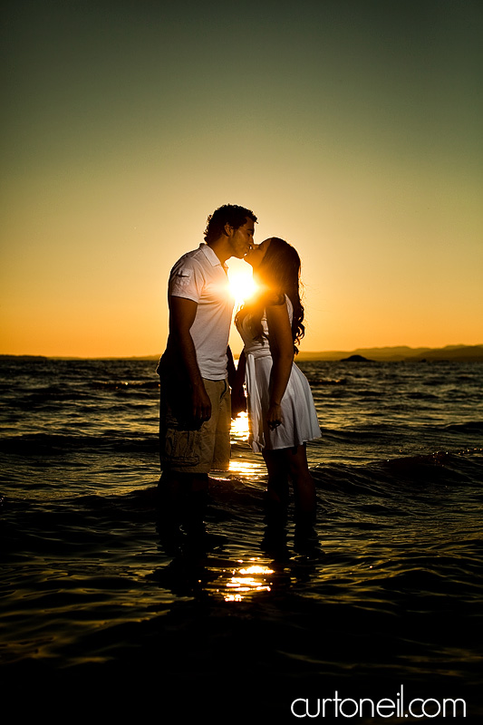 Sault Ste Marie Engagement Photos - Sarah and Tony - Sneak peek, beach, sunset, water, waves