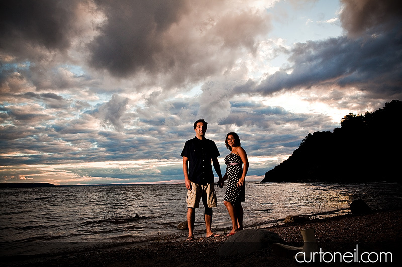 Sault Ste Marie Engagement Photography - Sandy and Skip - Gros cap bluffs on the beach