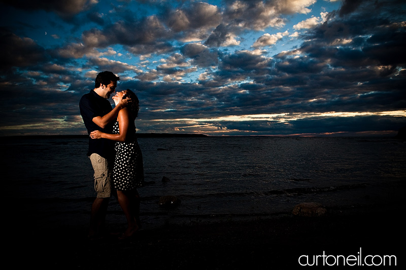 Sault Ste Marie Engagement Photography - Sandy and Skip - Gros cap bluffs on the beach