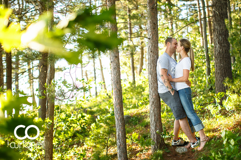 Sault Ste Marie Engagement Photography - Shannon and Phil - sneak peek, Basswod Lake, forest, trees