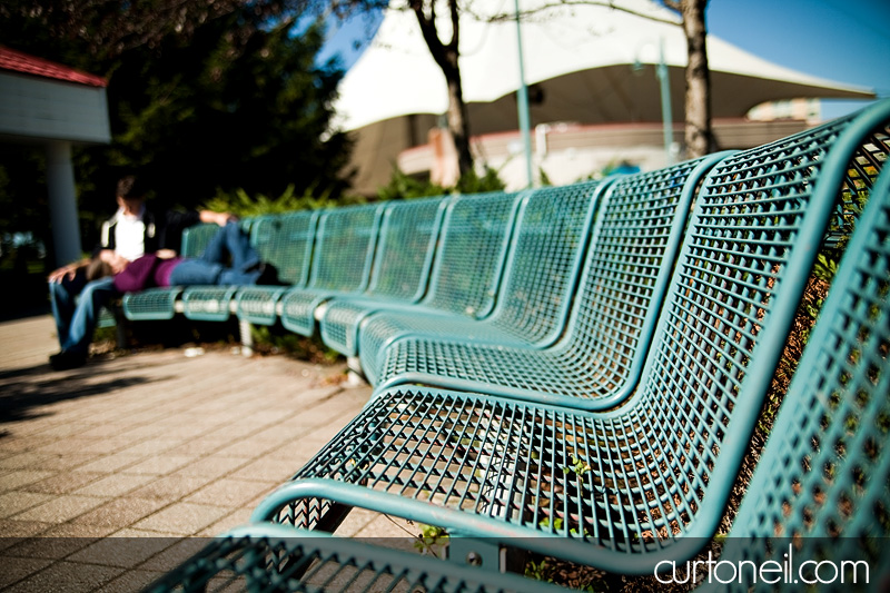 Sault Engagement Photography - boardwalk chairs