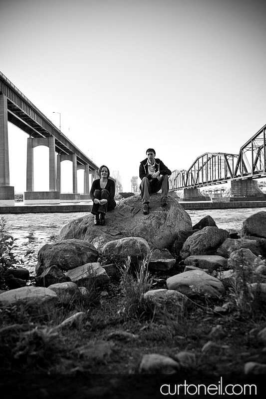 Sault Engagement Photography - train bridge car bridge